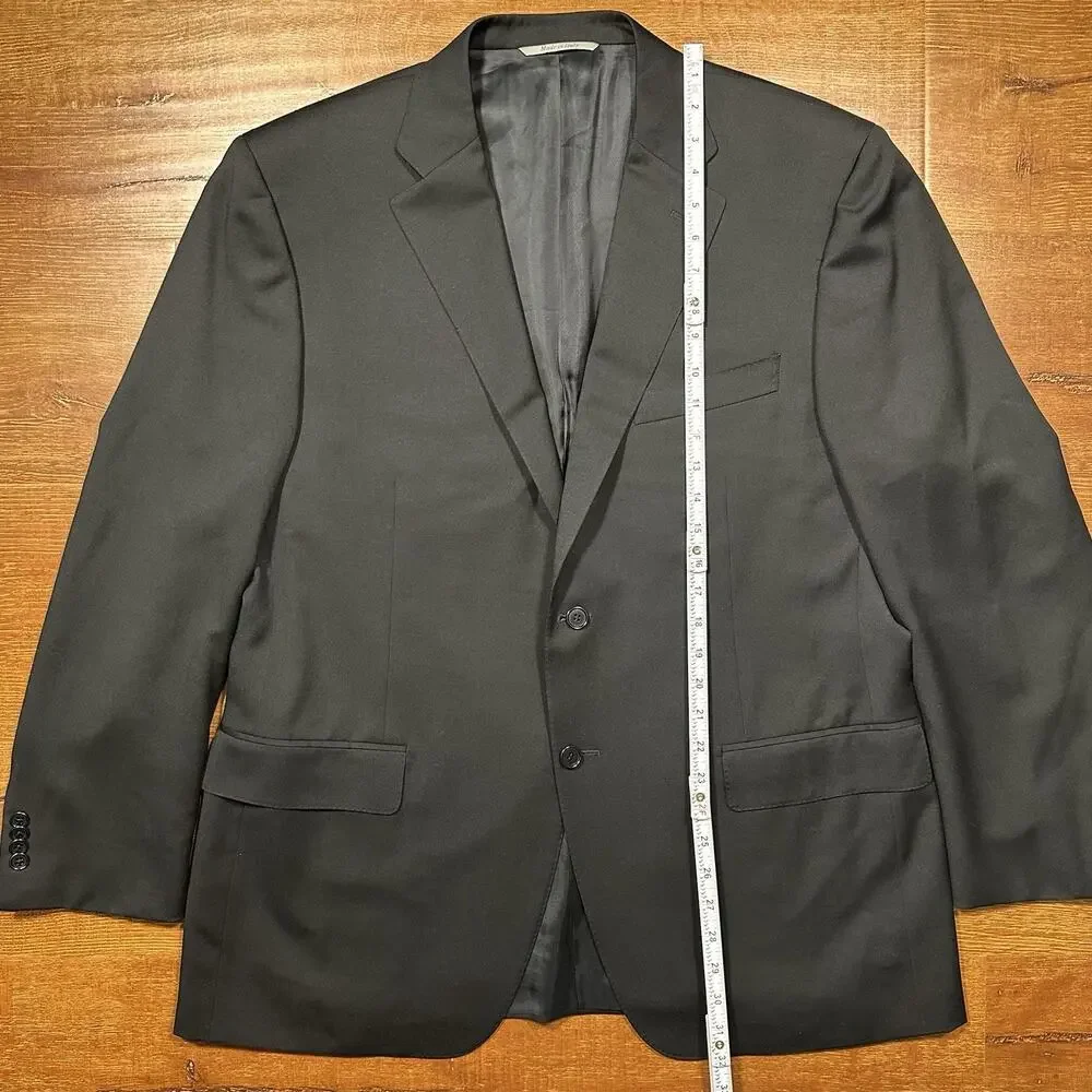 Canali Suit Blazer Jacket Mens 46R Black Wool 2 Button Designer Luxury Career